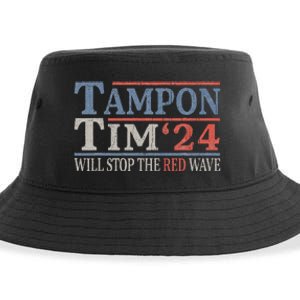 Harris Walz Waltz Tampon Tim Will Stop The Red Wave 2024 Sustainable Bucket Hat