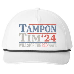 Harris Walz Waltz Tampon Tim Will Stop The Red Wave 2024 Snapback Five-Panel Rope Hat