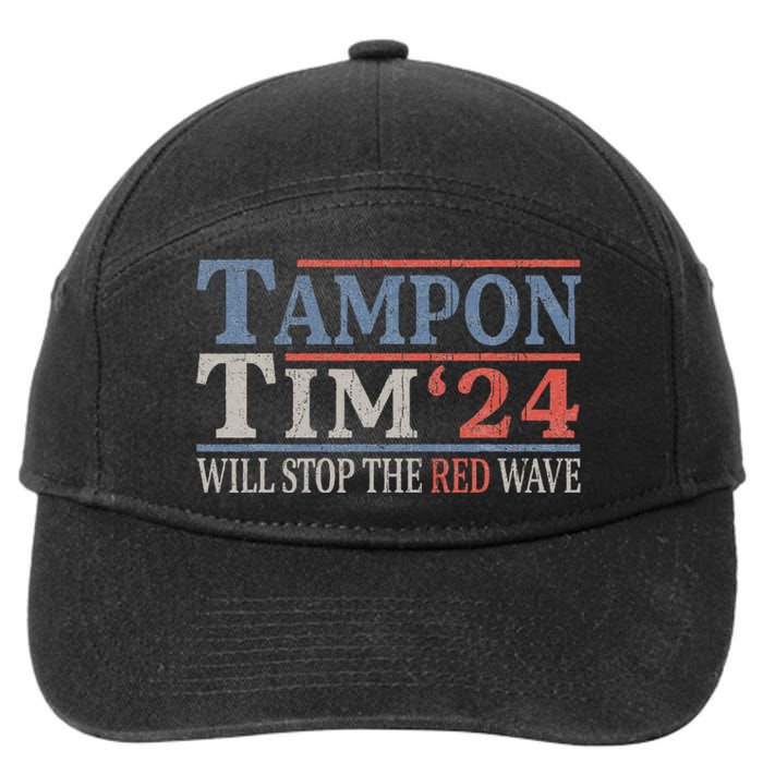 Harris Walz Waltz Tampon Tim Will Stop The Red Wave 2024 7-Panel Snapback Hat