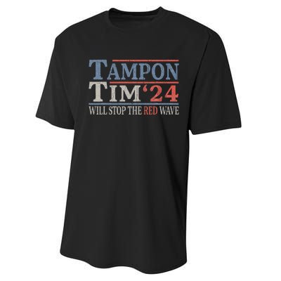 Harris Walz Waltz Tampon Tim Will Stop The Red Wave 2024 Performance Sprint T-Shirt