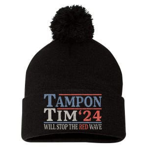 Harris Walz Waltz Tampon Tim Will Stop The Red Wave 2024 Pom Pom 12in Knit Beanie