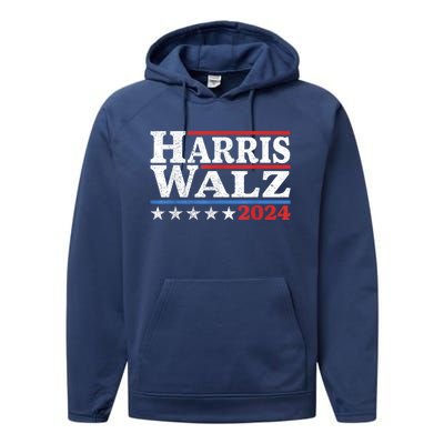 Harris Walz Waltz 2024 Vintage Style Kamala Harris Tim Walz Performance Fleece Hoodie