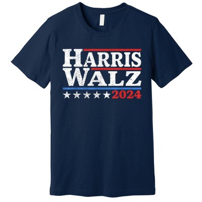 Harris Walz Waltz 2024 Vintage Style Kamala Harris Tim Walz Premium T-Shirt