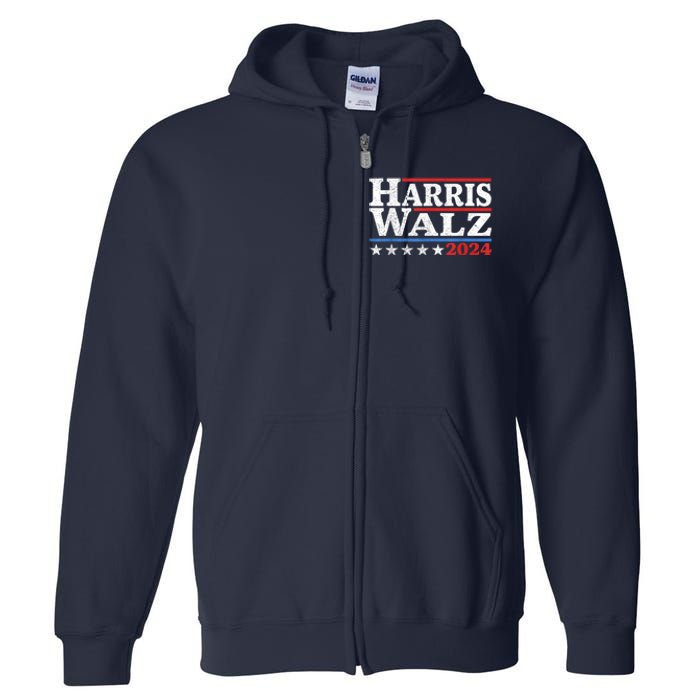 Harris Walz Waltz 2024 Vintage Style Kamala Harris Tim Walz Full Zip Hoodie