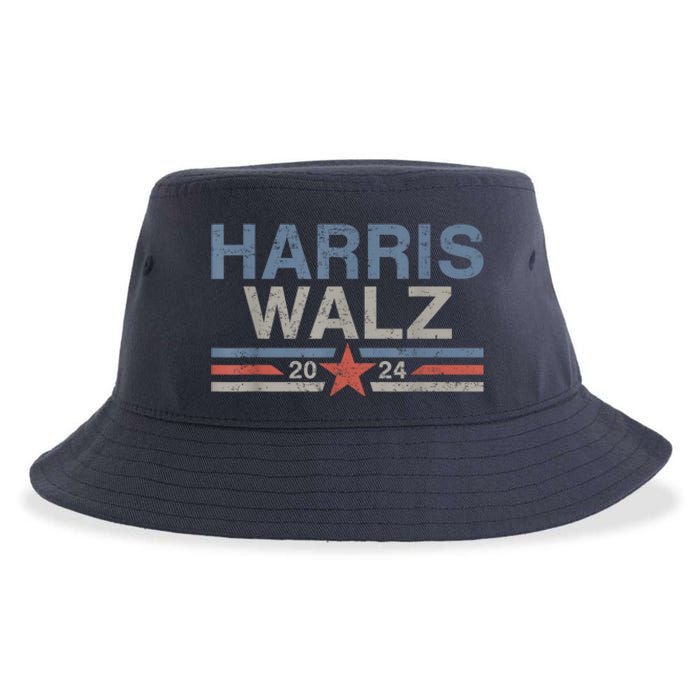 Harris Walz Waltz 2024 Vintage Style Kamala Harris Tim Walz Sustainable Bucket Hat