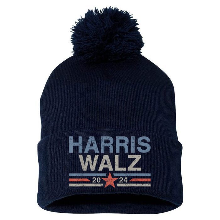 Harris Walz Waltz 2024 Vintage Style Kamala Harris Tim Walz Pom Pom 12in Knit Beanie