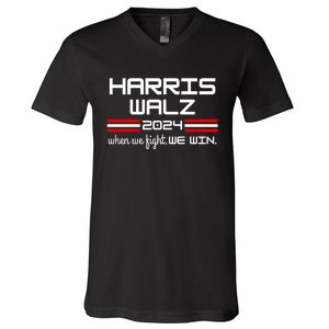 Harris Walz When We Fight We Win V-Neck T-Shirt