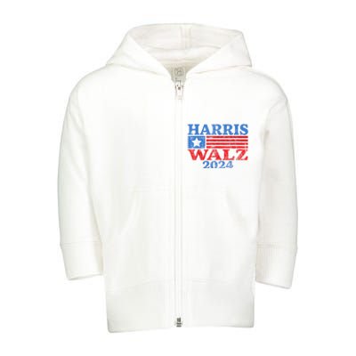 Harris Walz Waltz 2024 Vintage Style Kamala Harris Tim Walz Toddler Zip Fleece Hoodie