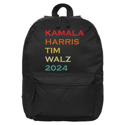 Harris Walz Waltz 2024 Vintage Style Kamala Harris Tim Walz 16 in Basic Backpack