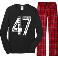 Harris Walz We Are Not Going Back 2024 Kamala Number 47 Long Sleeve Pajama Set