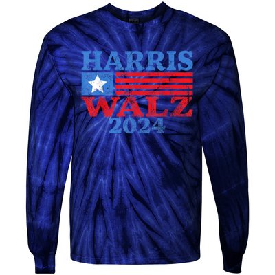 Harris Walz Waltz 2024 Vintage Style Kamala Harris Tim Walz Tie-Dye Long Sleeve Shirt