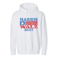 Harris Walz Waltz 2024 Vintage Style Kamala Harris Tim Walz Garment-Dyed Fleece Hoodie