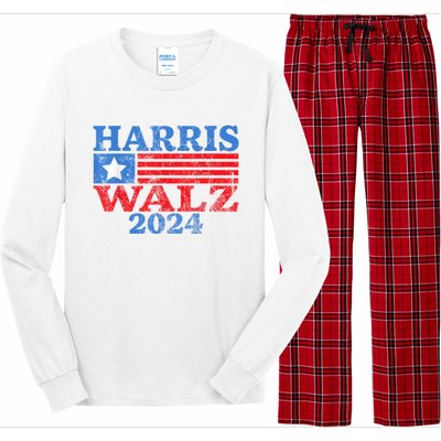 Harris Walz Waltz 2024 Vintage Style Kamala Harris Tim Walz Long Sleeve Pajama Set