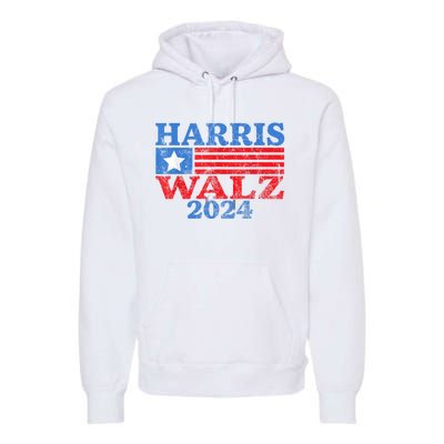 Harris Walz Waltz 2024 Vintage Style Kamala Harris Tim Walz Premium Hoodie