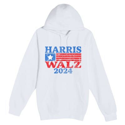 Harris Walz Waltz 2024 Vintage Style Kamala Harris Tim Walz Premium Pullover Hoodie