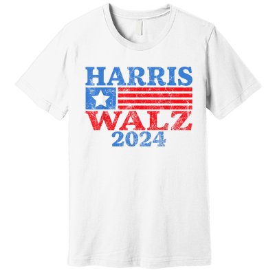 Harris Walz Waltz 2024 Vintage Style Kamala Harris Tim Walz Premium T-Shirt