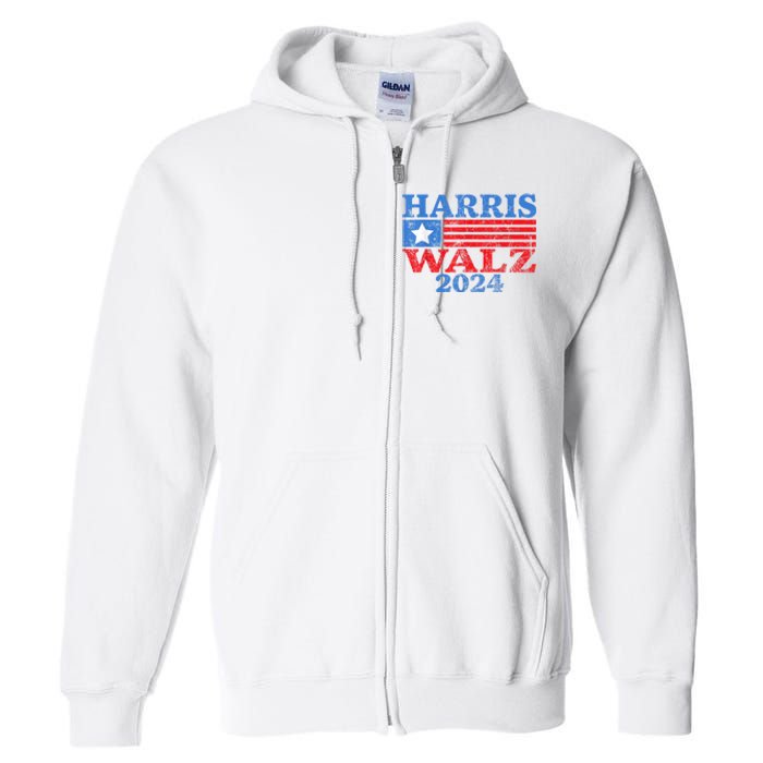 Harris Walz Waltz 2024 Vintage Style Kamala Harris Tim Walz Full Zip Hoodie