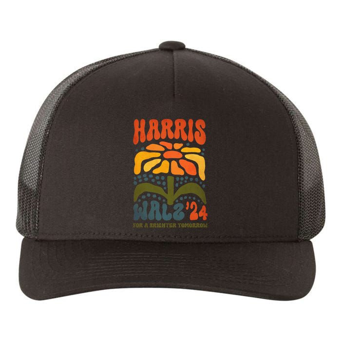 Harris Walz Waltz 2024 Retro Boho Vintage Groovy Flowers Gift Yupoong Adult 5-Panel Trucker Hat