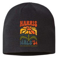 Harris Walz Waltz 2024 Retro Boho Vintage Groovy Flowers Gift Sustainable Beanie