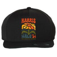 Harris Walz Waltz 2024 Retro Boho Vintage Groovy Flowers Gift Wool Snapback Cap