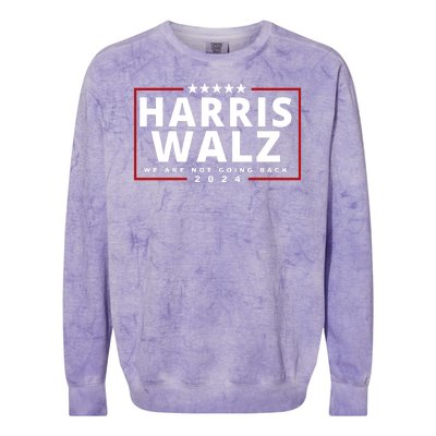 Harris Walz We Are Not Going Back 2024 Election Colorblast Crewneck Sweatshirt