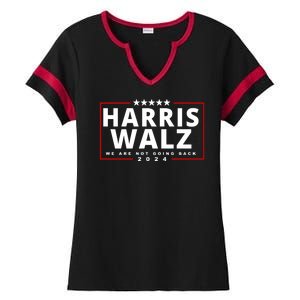 Harris Walz We Are Not Going Back 2024 Election Ladies Halftime Notch Neck Tee