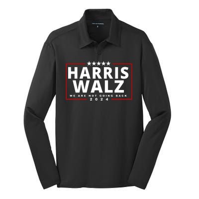 Harris Walz We Are Not Going Back 2024 Election Silk Touch Performance Long Sleeve Polo