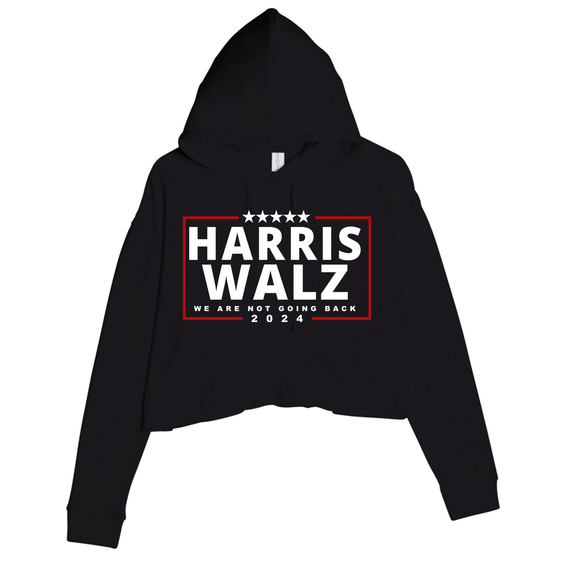 Harris Walz We Are Not Going Back 2024 Election Crop Fleece Hoodie