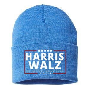 Harris Walz We Are Not Going Back 2024 Election Sustainable Knit Beanie