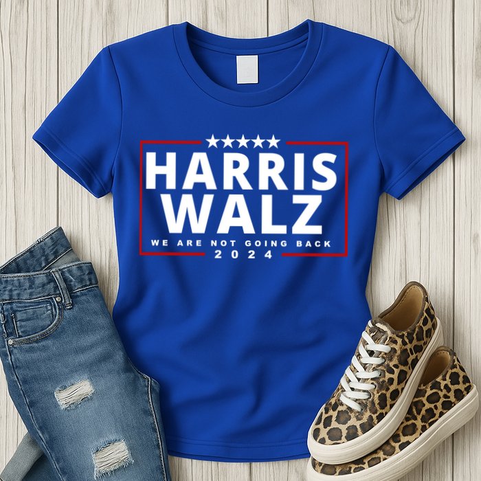 Harris Walz We Are Not Going Back 2024 Election Womens T-Shirt
