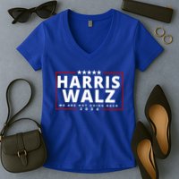Harris Walz We Are Not Going Back 2024 Election Women's V-Neck T-Shirt