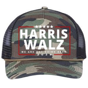 Harris Walz We Are Not Going Back 2024 Election Retro Rope Trucker Hat Cap