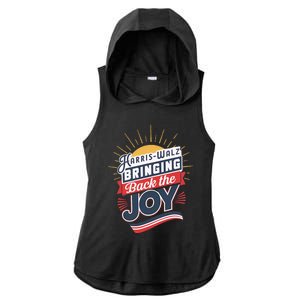 Harris Walz Waltz Bringing Back The Joy President 2024 Ladies PosiCharge Tri-Blend Wicking Draft Hoodie Tank