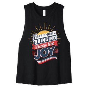 Harris Walz Waltz Bringing Back The Joy President 2024 Women's Racerback Cropped Tank