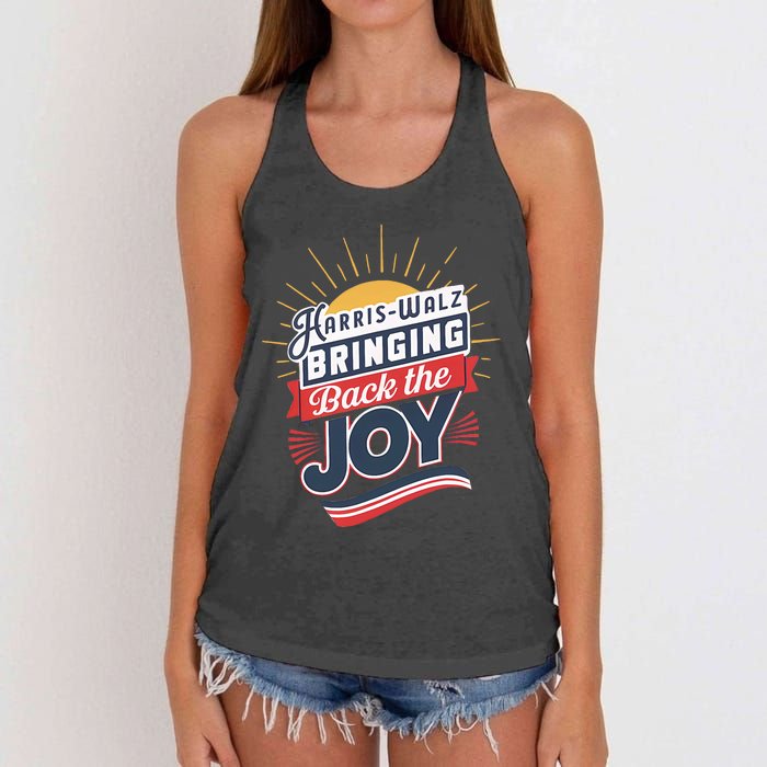 Harris Walz Waltz Bringing Back The Joy President 2024 Women's Knotted Racerback Tank