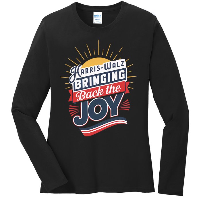 Harris Walz Waltz Bringing Back The Joy President 2024 Ladies Long Sleeve Shirt