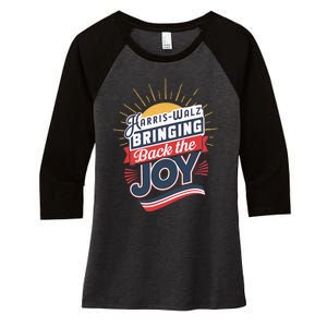 Harris Walz Waltz Bringing Back The Joy President 2024 Women's Tri-Blend 3/4-Sleeve Raglan Shirt