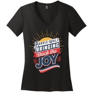 Harris Walz Waltz Bringing Back The Joy President 2024 Women's V-Neck T-Shirt