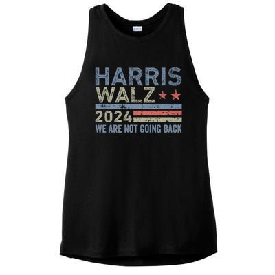 Harris Walz Waltz 2024 We Are Not Going Back For President Ladies PosiCharge Tri-Blend Wicking Tank