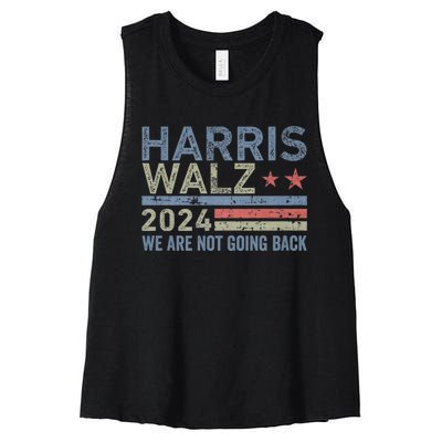 Harris Walz Waltz 2024 We Are Not Going Back For President Women's Racerback Cropped Tank