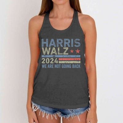 Harris Walz Waltz 2024 We Are Not Going Back For President Women's Knotted Racerback Tank