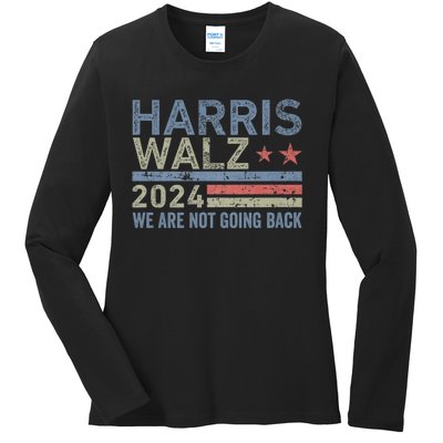 Harris Walz Waltz 2024 We Are Not Going Back For President Ladies Long Sleeve Shirt