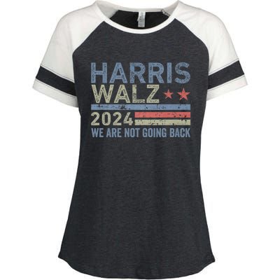 Harris Walz Waltz 2024 We Are Not Going Back For President Enza Ladies Jersey Colorblock Tee