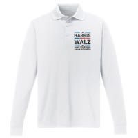 Harris Walz Waltz 2024 Mind Your Own Damn Business Performance Long Sleeve Polo