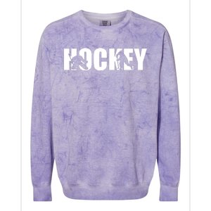 Hockey Word With Cut Out Silhouettes Colorblast Crewneck Sweatshirt