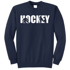 Hockey Word With Cut Out Silhouettes Tall Sweatshirt