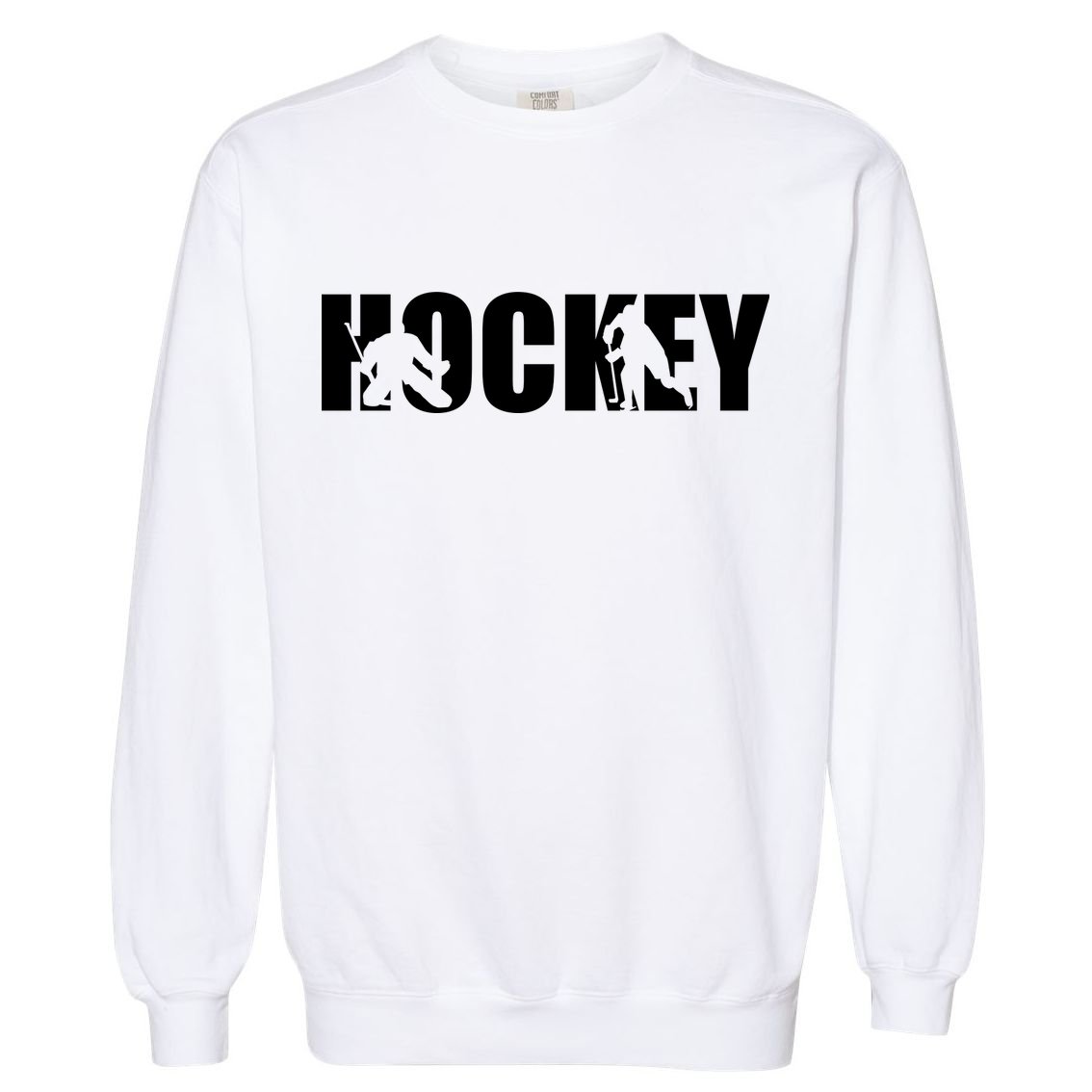 Hockey Word With Cut Out Silhouettes Garment-Dyed Sweatshirt