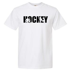 Hockey Word With Cut Out Silhouettes Garment-Dyed Heavyweight T-Shirt