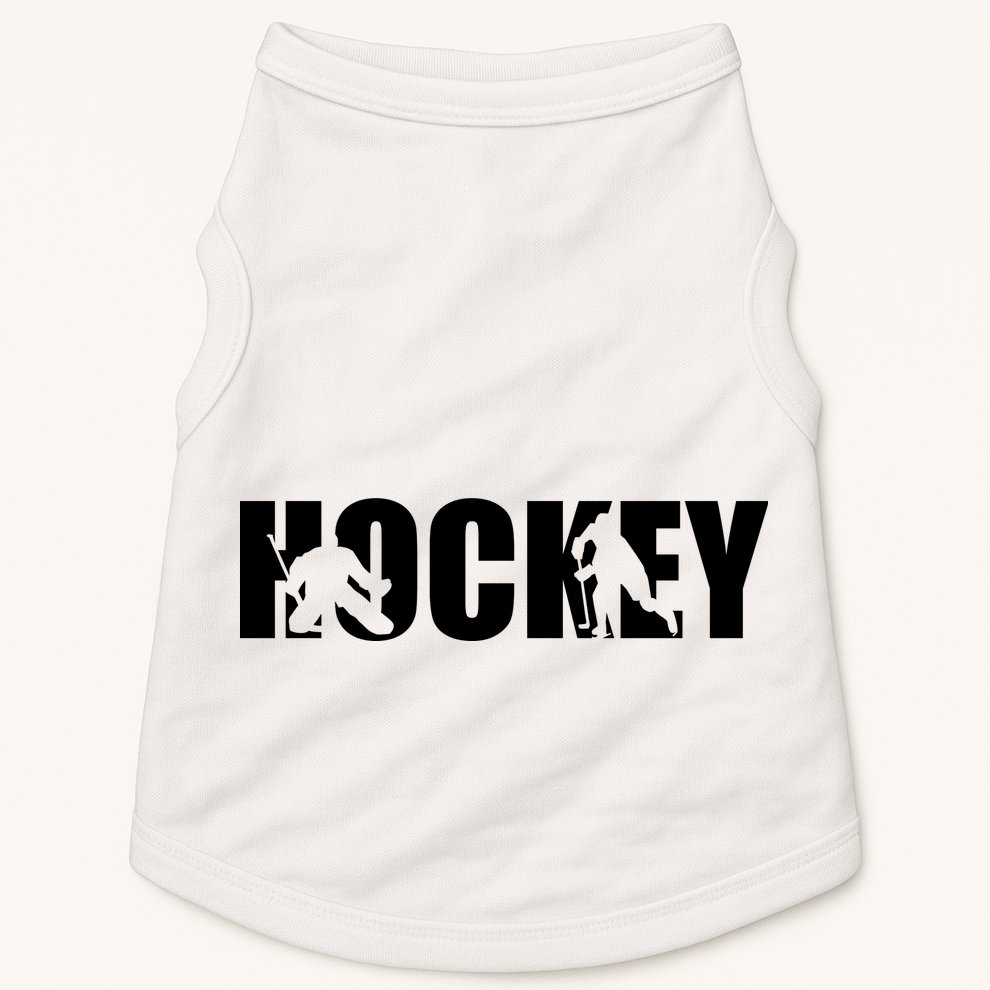 Hockey Word With Cut Out Silhouettes Doggie Tank