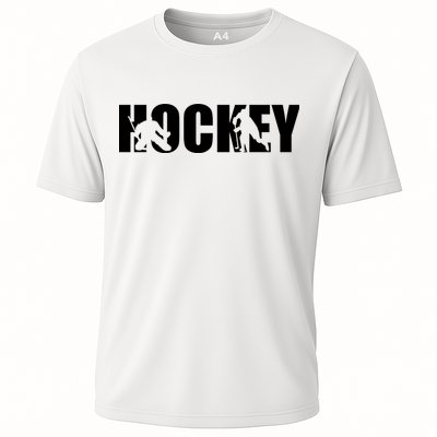 Hockey Word With Cut Out Silhouettes Performance Shirt